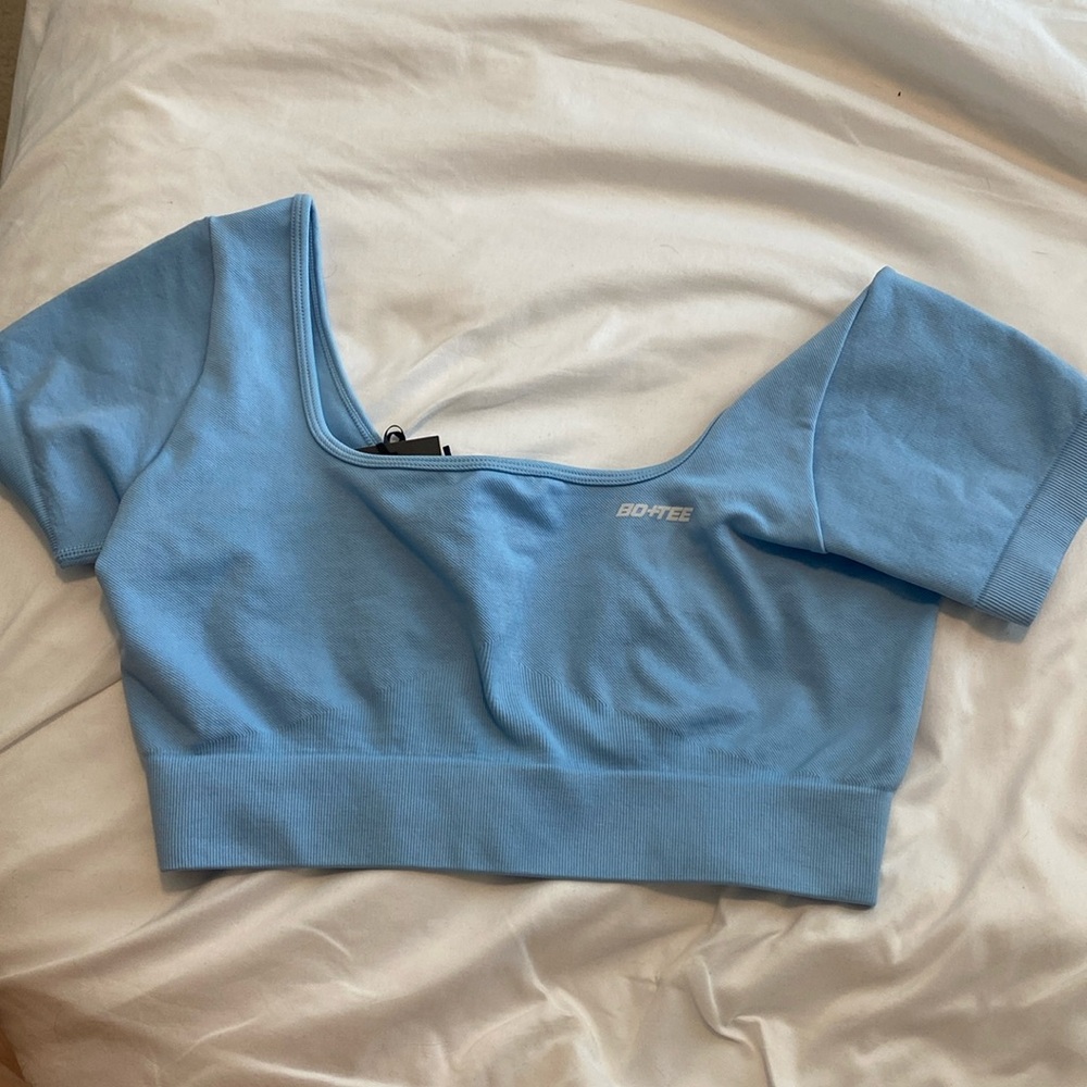 Oh Polly- BOandTee blue workout crop top
